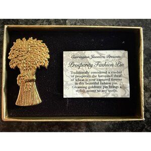 Goldtone Prosperity  Pin Wheat Sheaf Design By Carrington Jewelers In Gift Box